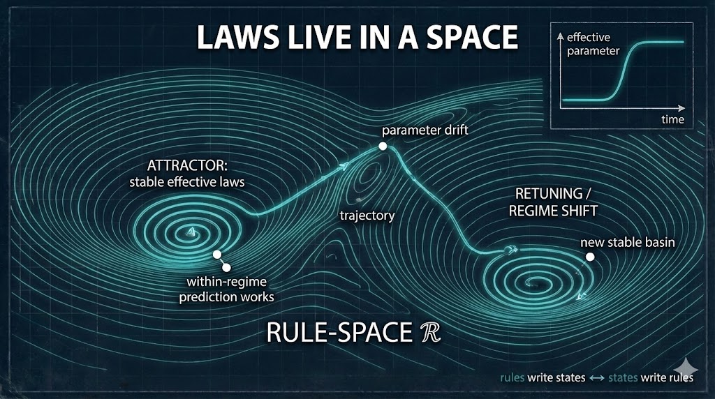 Rule-space attractors and regime shift